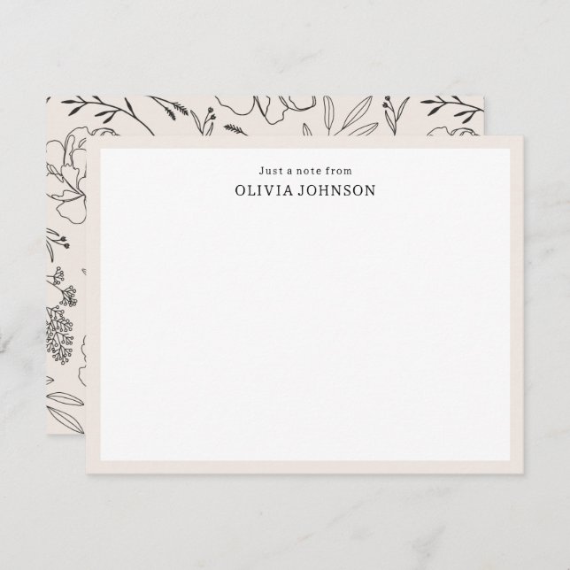 Just a Note From Border Boho Flowers Note Card (Front/Back)