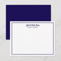 Just a Note From Dark Navy Blue Border Note Card