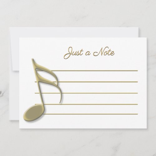 Just a Note Gold Music Note Notecards