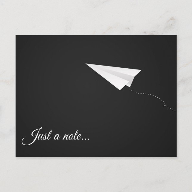 Just A Note Paper Airplane Postcard (Front)