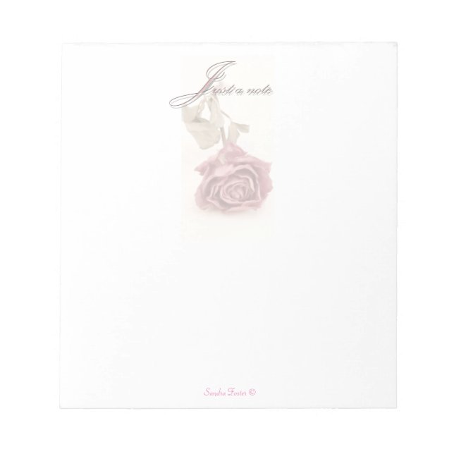 Just A Note - Pink Rose Note Pad (Front)