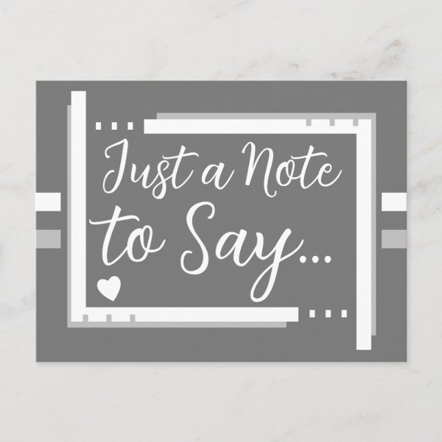 Just a note to say grey white postcard (Front)
