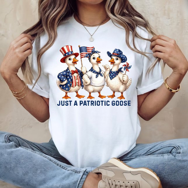 Just A Patriotic Goose Fun 4th of July Tri-Blend Shirt (Just A Patriotic Goose Independence Day T-shirt)