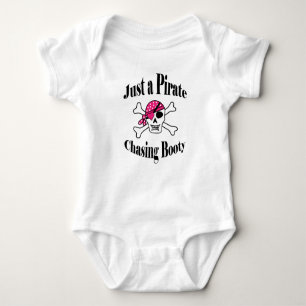 Just a Pirate Chasing Booty - Colorful Pink Skull Baby Bodysuit