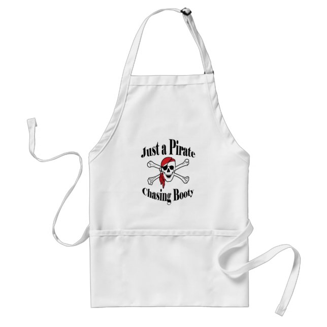 Just a Pirate Chasing Booty - Colorful Skull Adult Apron (Front)