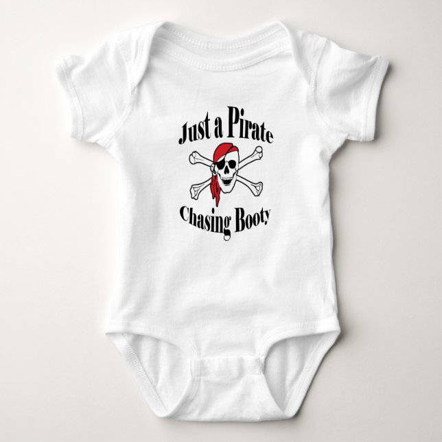 Just a Pirate Chasing Booty - Colorful Skull Baby Bodysuit (Front)