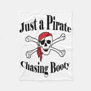 Just a Pirate Chasing Booty - Colorful Skull Fleece Blanket