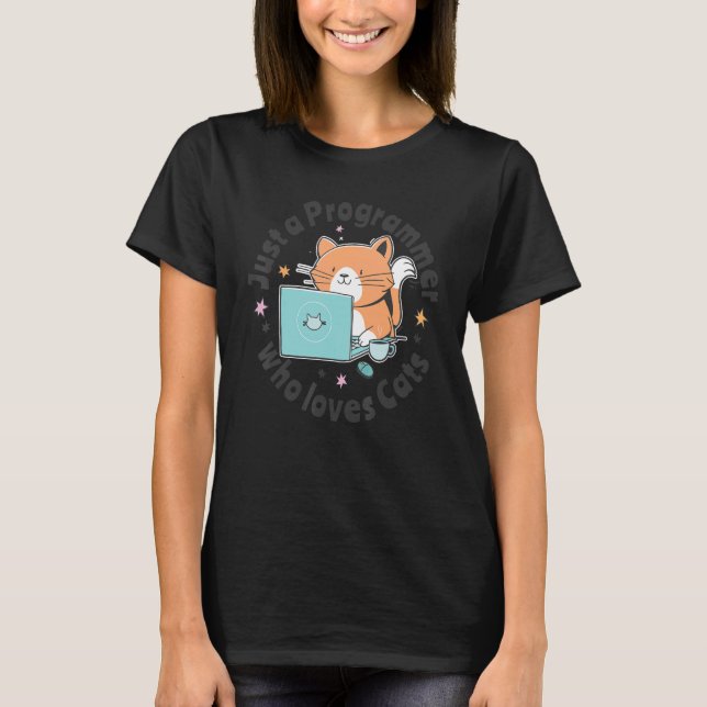 Just a programmer who loves cats and computers Cod T-Shirt (Front)