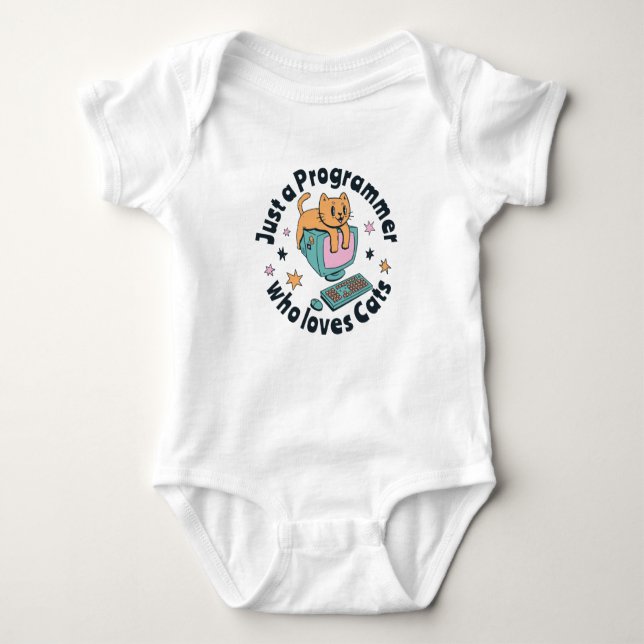 Just a programmer who loves cats baby bodysuit (Front)