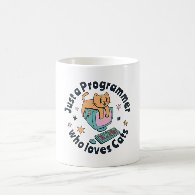 Just a programmer who loves cats coffee mug (Center)