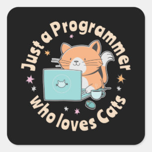 Just a programmer who loves cats square sticker