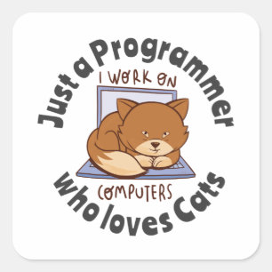 Just a programmer who loves cats square sticker