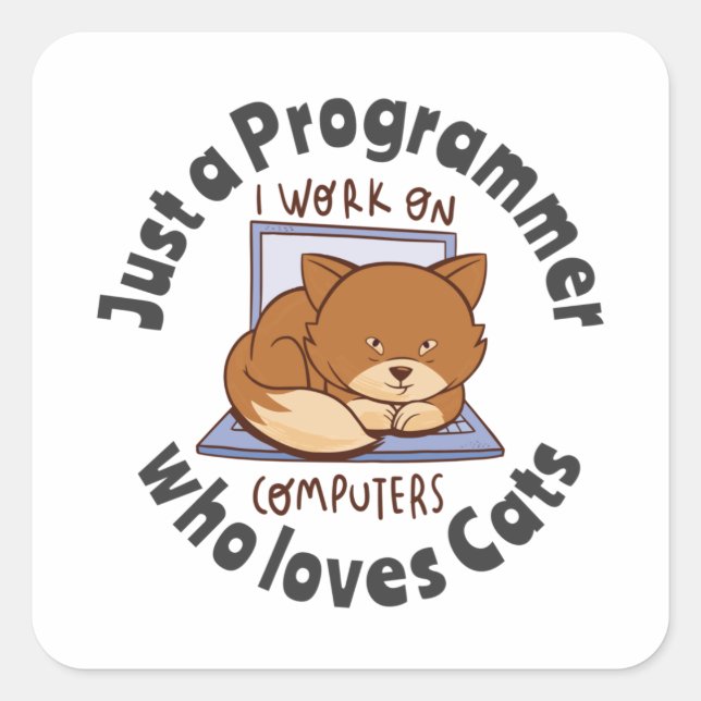 Just a programmer who loves cats square sticker (Front)