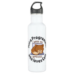 Just a programmer who loves cats stainless steel water bottle