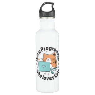 Just a programmer who loves cats stainless steel water bottle