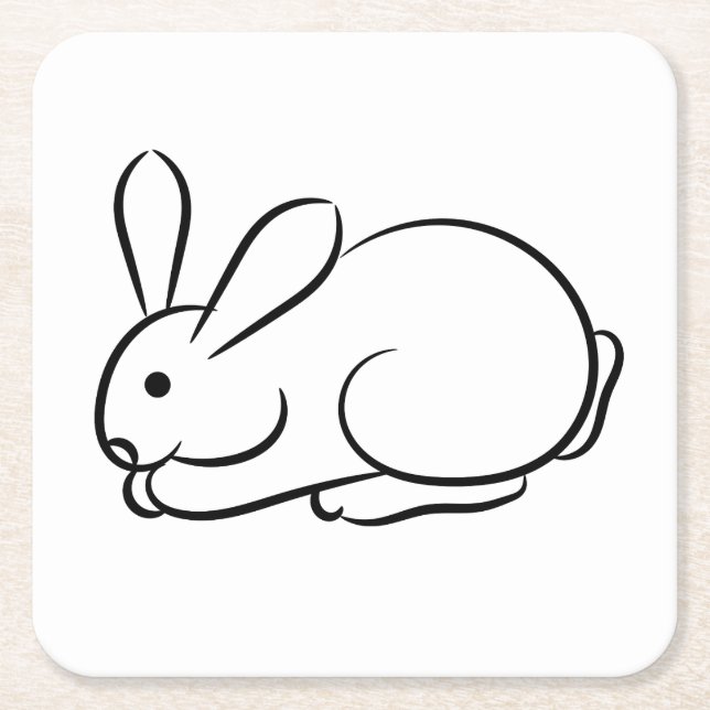 Just a Rabbit Square Paper Coaster (Front)