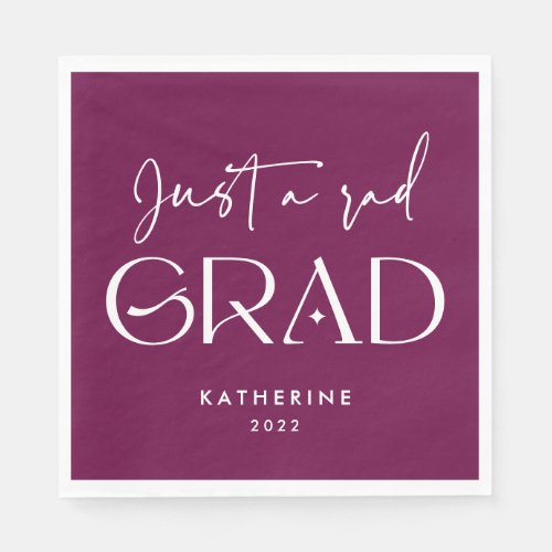 Just a rad Grad Funny Purple 2022 Graduation  Napkins