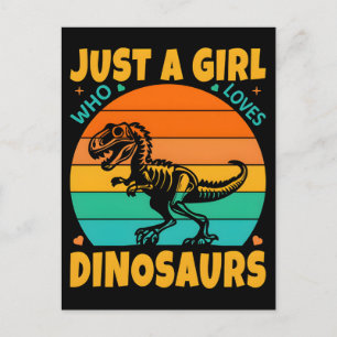 Just A Retro Girl Loves Dinos Holiday Postcard