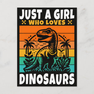 Just A Retro Girl Loves Dinos Holiday Postcard