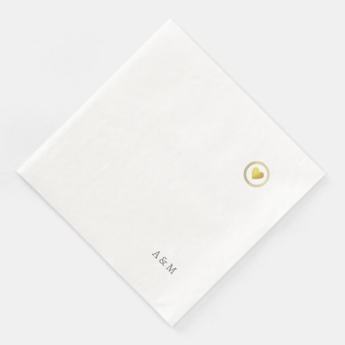 Just a Romantic Faux Gold Heart of Love Paper Dinner Napkins