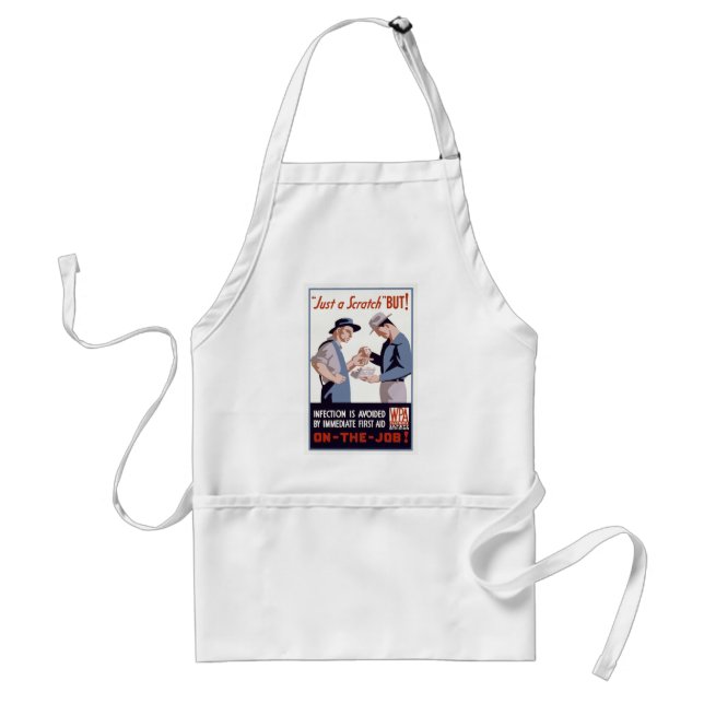 "Just a Scratch" First Aid Poster Adult Apron (Front)