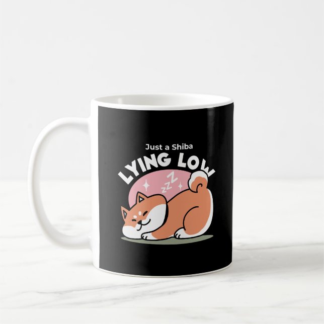 Just a Shiba Lying Low: Cute Shiba Inu Design Coffee Mug (Left)