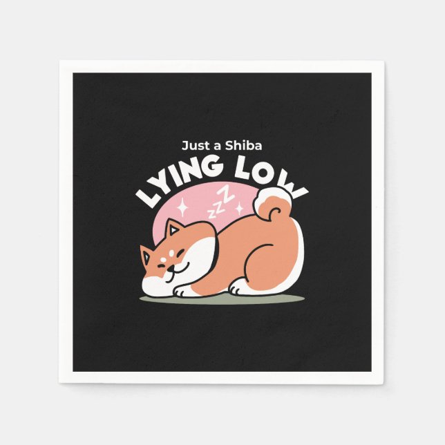 Just a Shiba Lying Low: Cute Shiba Inu Design Napkins (Front)