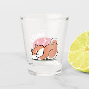 Just a Shiba Lying Low: Cute Shiba Inu Design Shot Glass