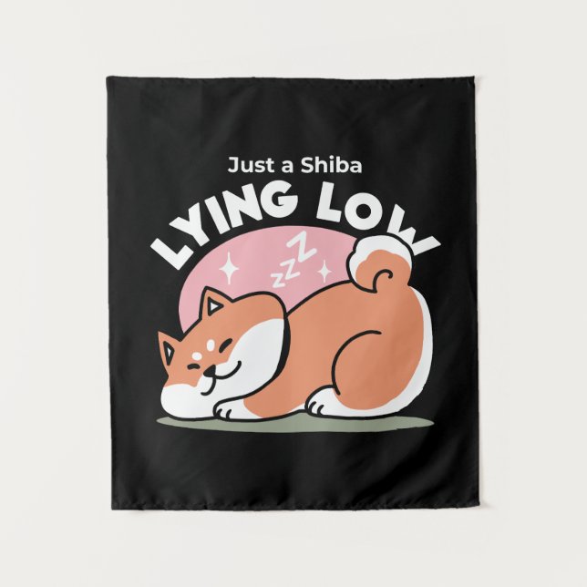 Just a Shiba Lying Low: Cute Shiba Inu Design Tapestry (Front)