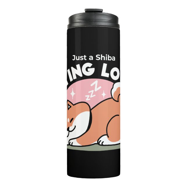 Just a Shiba Lying Low: Cute Shiba Inu Design Thermal Tumbler (Front)