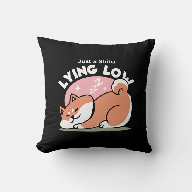 Just a Shiba Lying Low: Cute Shiba Inu Design Throw Pillow (Front)
