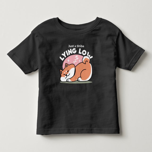 Just a Shiba Lying Low: Cute Shiba Inu Design Toddler T-shirt (Front)