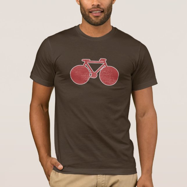 Just a Simple Aged Graphic Red Bike on Brown T-Shirt (Front)