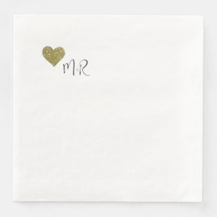 Just a Simple Faux Gold Romantic Heart Paper Dinner Napkins