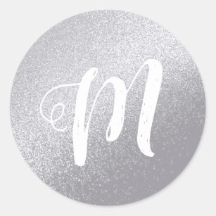 Your Letter, Custom Monogram M Initial Grey Classic Round Sticker
