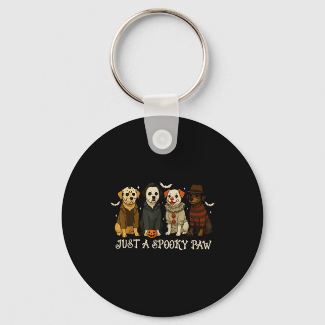 Just A Soky Paw Funny Dog Halloween Characters  Keychain (Front)