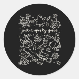 Just A Spooky Goose Cute Silly Halloween Doodles Classic Round Sticker