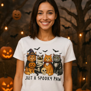 Just a Spooky Paw Halloween Cats T-Shirt