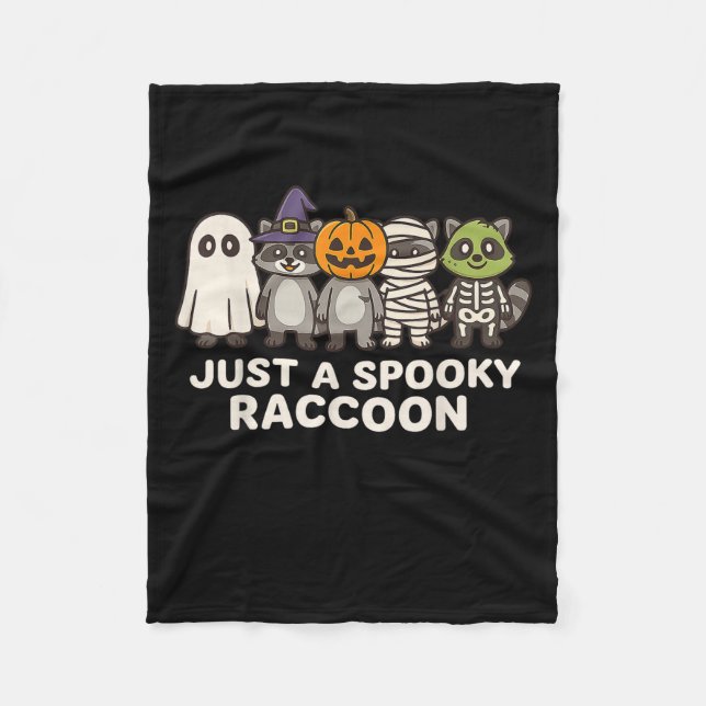 Just A Spooky Raccoon Halloween Costume Cartoon De Fleece Blanket (Front)