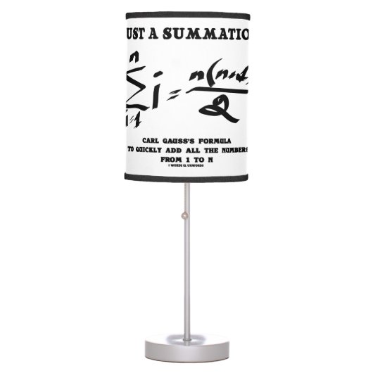 Just A Summation Math Equation Carl Gauss Formula Table Lamp (Front)