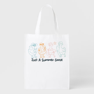 Just A Summer Goose Cute Beach Goose Grocery Bag