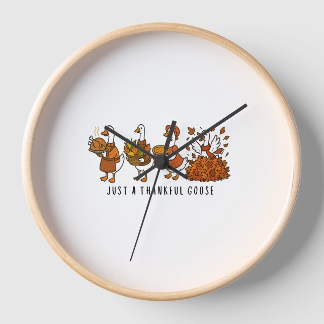 Just a Thankful Goose Happy Thankgiving Clock (Front)