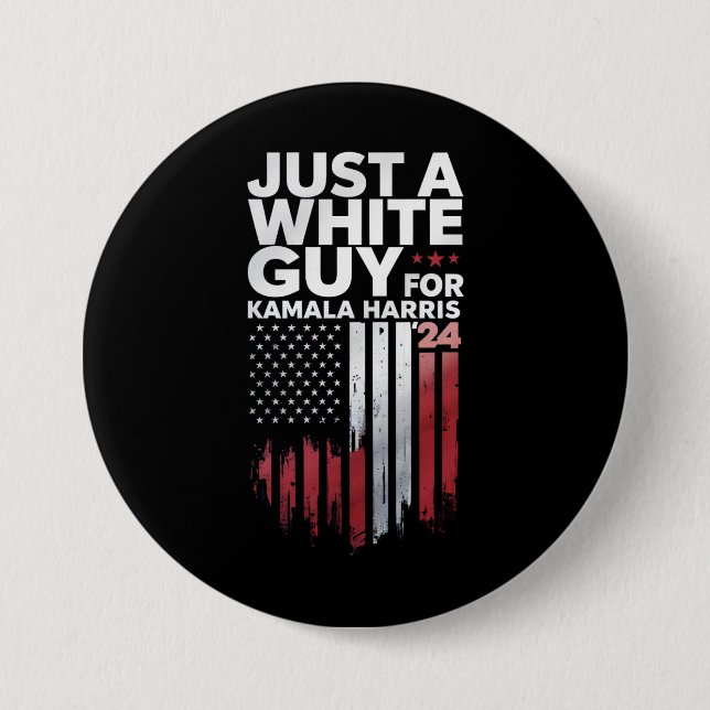 Just A White Guy For Kamala Harris Election 2024 Button (Front)