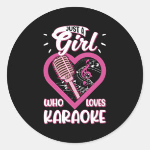 Just A Who Loves Karaoke Classic Round Sticker