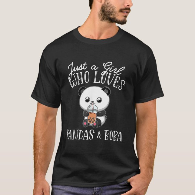 Just A Who Loves Pandas Boba Tea Bubble Tea Kawaii T-Shirt (Front)