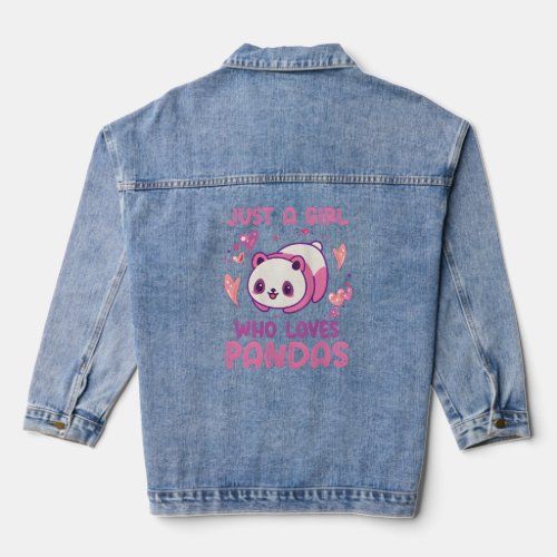 Just A Who Loves Pandas Quote Panda  Denim Jacket