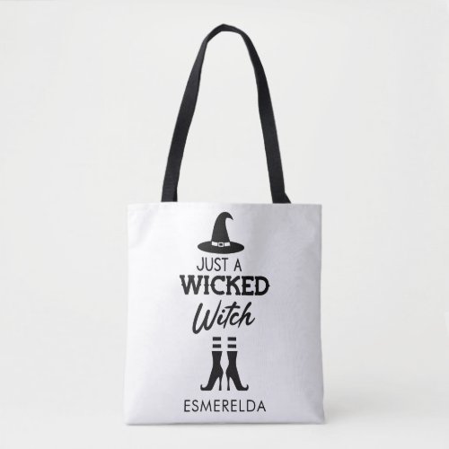 Just A Wicked Witch Personalized Halloween Tote Ba