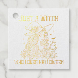 Just a Witch Who Loves Halloween Foil Favor Tags