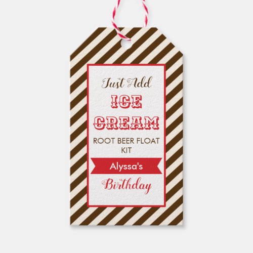 Just Add Ice Cream Root Beer Float Favor Tags