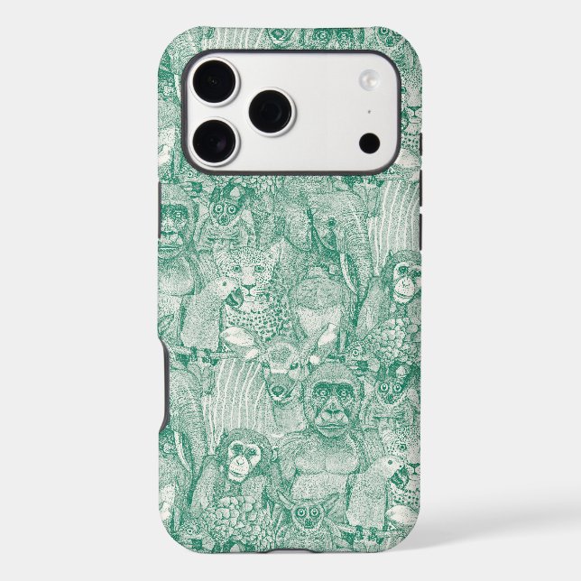 just african jungle animals emerald green hp Case-Mate iPhone case (Back)